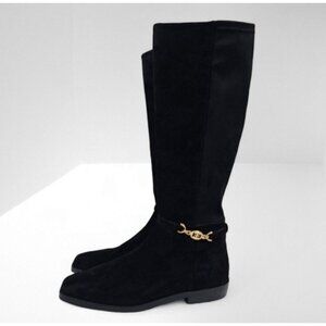 Sam Edelman Clive Knee High Riding Boot Shoe Black Suede Leather Size 9.5